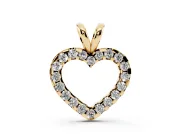 Round Lab-Grown Diamond Pavé Open Heart Pendant Necklace | Split Bail | Yellow Gold