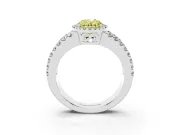 Fancy Yellow Oval Cut Diamond Halo Ring Set in Silver with Pavé Split Shank and Prong Setting