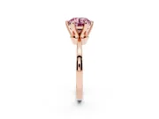Fancy Pink Round Cut Diamond Solitaire Engagement Ring Set in Rose gold with Slim Tapered Solitaire Band