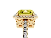 Asscher Cut Pave Halo Engagement Ring Setting for a Fancy Yellow Lab-Grown Diamond | Yellow Gold