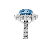 Cushion Cut Scalloped Halo Engagement Ring Setting for a Fancy Blue Lab-Grown Diamond | Single Row Pave | Platinum