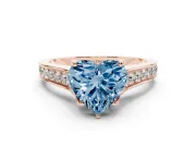 Heart-Shaped Graduated Pavé Engagement Ring Setting for a Fancy Blue Lab-Grown Diamond | Rose Gold
