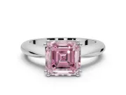Princess Cut Tapered Solitaire Engagement Ring Setting for a Fancy Pink Lab-Grown Diamond | Platinum