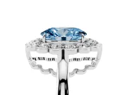 Oval Scalloped Cluster Halo Engagement Ring Setting for a Fancy Blue Lab-Grown Diamond | Plain Band | Platinum