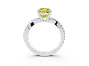 Fancy Yellow Princess Cut Diamond Twist Band Solitaire Set in Silver with Pavé Accents and Prong Setting