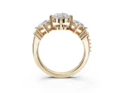 Oval Three Stone Engagement Ring Setting | On-Point Princess Side Stones | Yellow Gold