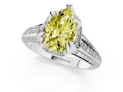 Fancy Yellow Pear Cut Diamond Pavé Split Shank Solitaire Ring Set in Silver with Prong Setting