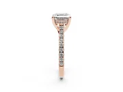 Asscher Cut Hidden Halo Pave Engagement Ring Setting | Claw Prongs | Rose Gold
