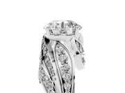 Round Bypass Hidden Halo Engagement Ring Setting | Graduated Pavé | White Gold