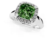 Cushion Cut Halo Engagement Ring Setting for a Fancy Green Lab-Grown Diamond | Square Profile Band | Platinum