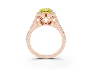 Radiant Cut Floral Halo Engagement Ring Setting for a Fancy Yellow Lab-Grown Diamond | Pavé Split Shank | Rose Gold