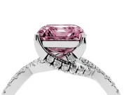Asscher Cut Twisted Pave Engagement Ring Setting for a Fancy Pink Lab-Grown Diamond | Split Shank | Platinum