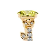 Oval Leaf Pavé Engagement Ring Setting for a Fancy Yellow Lab-Grown Diamond | Yellow Gold