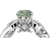 Cushion Cut Swirl Engagement Ring Setting for a Fancy Green Lab-Grown Diamond | White Gold