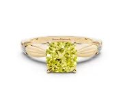 Cushion Cut Floral Engagement Ring Setting for a Fancy Yellow Lab-Grown Diamond | Yellow Gold