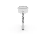 Asscher Cut Vintage Milgrain Halo Engagement Ring Setting | Filigree Gallery | Sterling Silver
