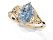 Pear-Shaped Leaf Bypass Solitaire Engagement Ring Setting for a Fancy Blue Lab-Grown Diamond | Yellow Gold