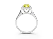 Cushion Cut Halo Engagement Ring Setting for a Fancy Yellow Lab-Grown Diamond | Square Profile Band | Platinum