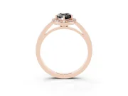 Fancy Black Pear Cut Diamond Halo Ring Set in Rose gold with Solitaire Band and Prong Setting