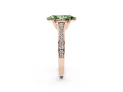Fancy Green Marquise Cut Diamond Solitaire Pavé Engagement Ring Set in Rose gold with Prong Setting