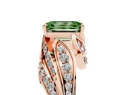 Emerald Cut Bypass Hidden Halo Engagement Ring Setting for a Fancy Green Lab-Grown Diamond | Graduated Pavé | Rose Gold