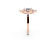 Emerald Cut Cluster Halo Engagement Ring Setting | Rose Gold