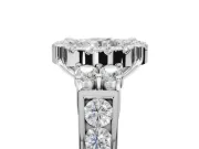 Round Halo Side Cluster Engagement Ring Setting | Graduated Channel Band | Sterling Silver
