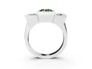Fancy Green Round Cut Diamond Three-Stone Channel Set Ring Set in Platinum with Smooth Polished Band