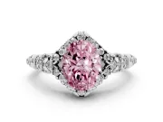 Oval Hidden Halo Filigree Engagement Ring Setting for a Fancy Pink Lab-Grown Diamond | Platinum