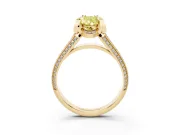 Pear-Shaped Hidden Halo Engagement Ring Setting for a Fancy Yellow Lab-Grown Diamond | Pavé Band | Yellow Gold