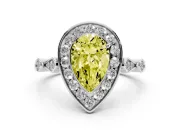 Pear-Shaped Halo Engagement Ring Setting for a Fancy Yellow Lab-Grown Diamond | Bezel Stations | Sterling Silver