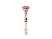 Fancy Pink Radiant Cut Diamond Engagement Ring Set in Rose gold with Side Stone Accents and Prong Setting