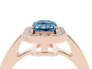 Emerald Cut Framed Halo Engagement Ring Setting for a Fancy Blue Lab-Grown Diamond | Rose Gold