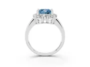 Princess Cut Cluster Halo Engagement Ring Setting for a Fancy Blue Lab-Grown Diamond | Large Round Accents | Platinum