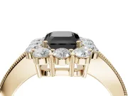 Emerald Cut Vintage Halo Engagement Ring Setting for a Black Center | Yellow Gold