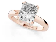 Radiant Cut Diamond Solitaire Ring Set in Rose gold with Prong Head and Smooth Polished Band
