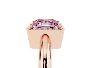 Fancy Pink Princess Cut Diamond Halo Engagement Ring Set in Rose gold with Plain Split Shank and Prong Setting