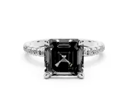Asscher Cut Pavé Solitaire Engagement Ring Setting for a Black Center | White Gold