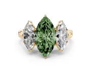 Marquise Three Stone Engagement Ring Setting for a Fancy Green Lab-Grown Diamond | Braided Band | Yellow Gold