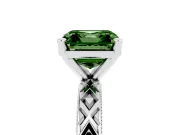 Asscher Cut Vintage Milgrain Engagement Ring Setting for a Fancy Green Lab-Grown Diamond | X Pattern Band | Platinum