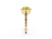 Round Milgrain Halo Engagement Ring Setting for a Fancy Yellow Lab-Grown Diamond | Side Stones | Yellow Gold