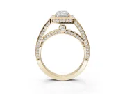 Radiant Cut Sectioned Halo Engagement Ring Setting | Pavé Gallery and Band | Yellow Gold