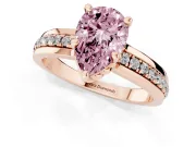 Pear-Shaped Channel Set Engagement Ring Setting for a Fancy Pink Lab-Grown Diamond | Rope Collar | Rose Gold