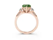 Heart-Shaped Hidden Halo Three Stone Engagement Ring Setting for a Fancy Green Lab-Grown Diamond | Rose Gold