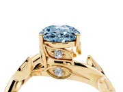 Oval Twisted Bypass Engagement Ring Setting for a Fancy Blue Lab-Grown Diamond | Yellow Gold
