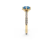 Cushion Cut Floral Petal Engagement Ring Setting for a Fancy Blue Lab-Grown Diamond | Petal Accents | Yellow Gold