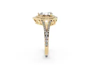 Pear-Shaped Double Halo Split Shank Engagement Ring Setting | Pavé Shoulders | Yellow Gold
