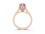 Cushion Cut Graduated Pavé Engagement Ring Setting for a Fancy Pink Lab-Grown Diamond | Rose Gold