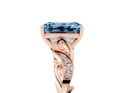 Emerald Cut Vine Engagement Ring Setting for a Fancy Blue Lab-Grown Diamond | Rose Gold