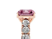 Asscher Cut Engagement Ring Setting for a Fancy Pink Lab-Grown Diamond | Rose Gold - Design NV-24643